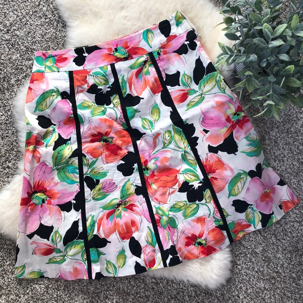 Floral Knee Length A-Line Skirt